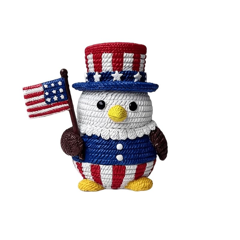 TEMU 1pc Patriotic Crochet Eagle With Usa Flag, Handmade Crochet Bald Eagle Figurine, 250th Anniversary Commemorative Items Of Of The United States, Gift For Eagle Lovers And Patriotic