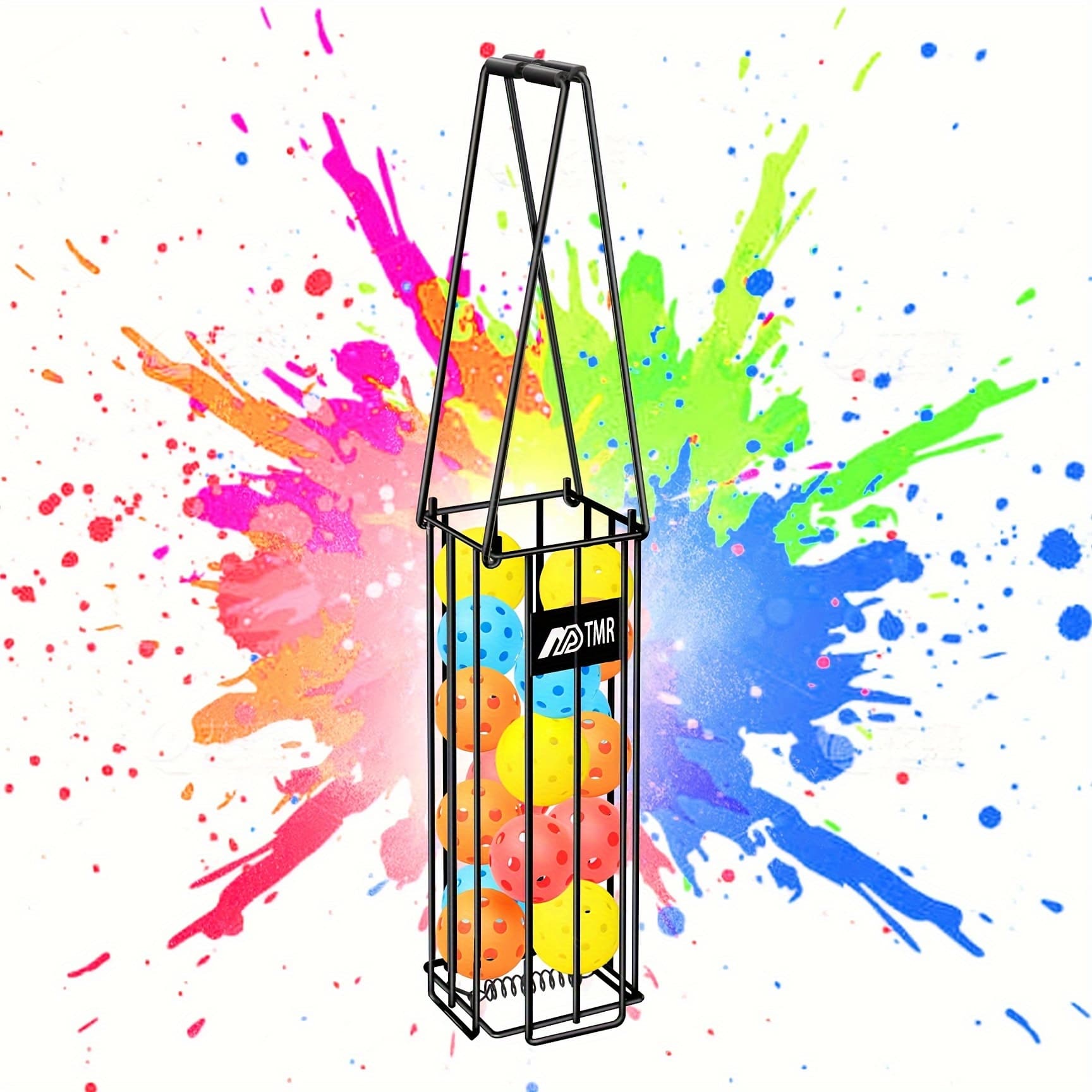 TEMU Portable Pickleball & Tennis Basket Picker Upper, Tennis Hopper Basket With Handle For Easy Pickup, Tennis Ball Basket Pickup Hopper For Picking And Storage Training Tool For Ball