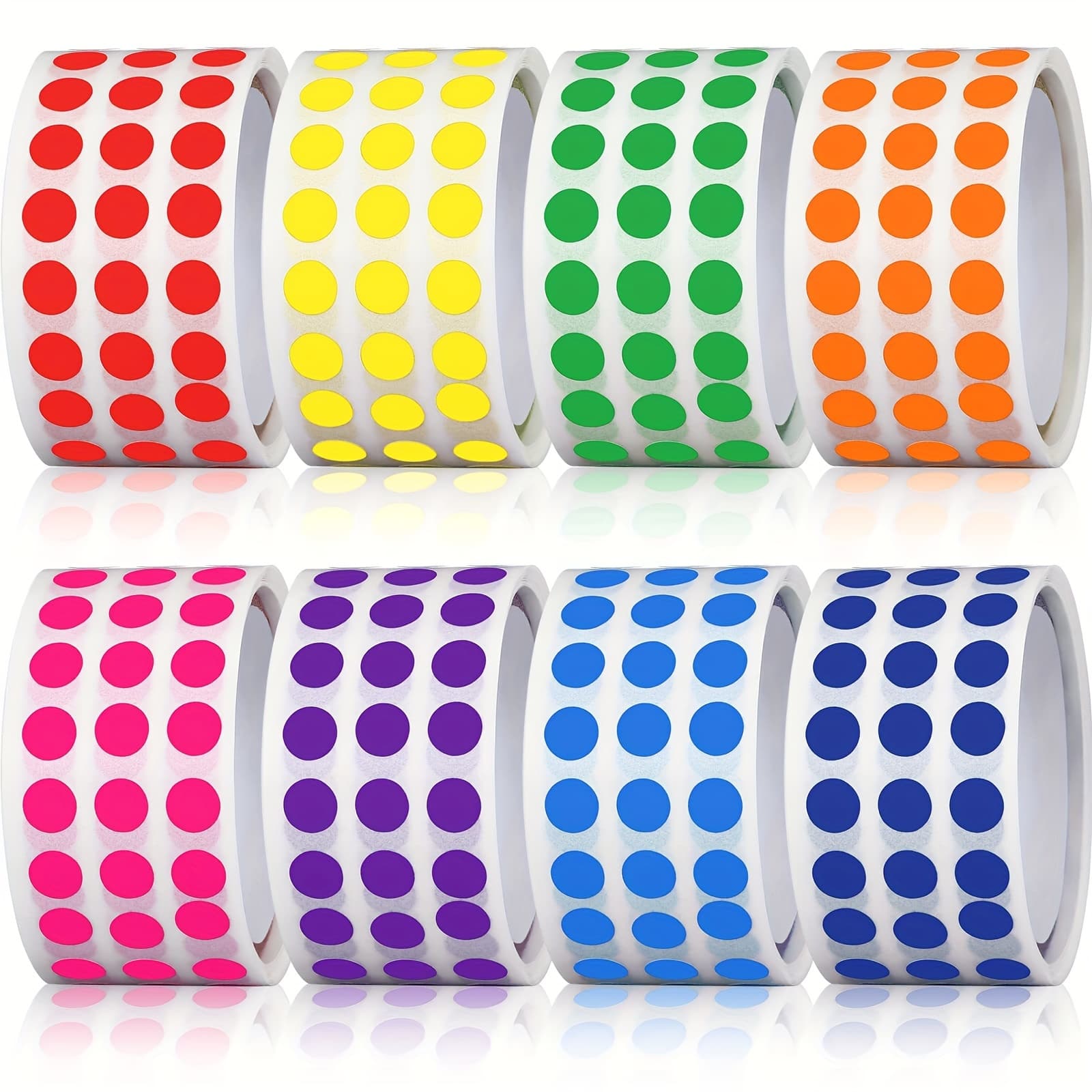 TEMU 8000pcs 1/4" Round Color Coding Labels - Adhesive Dot Stickers In 8 Vibrant Colors For Inventory Management & Document Sorting