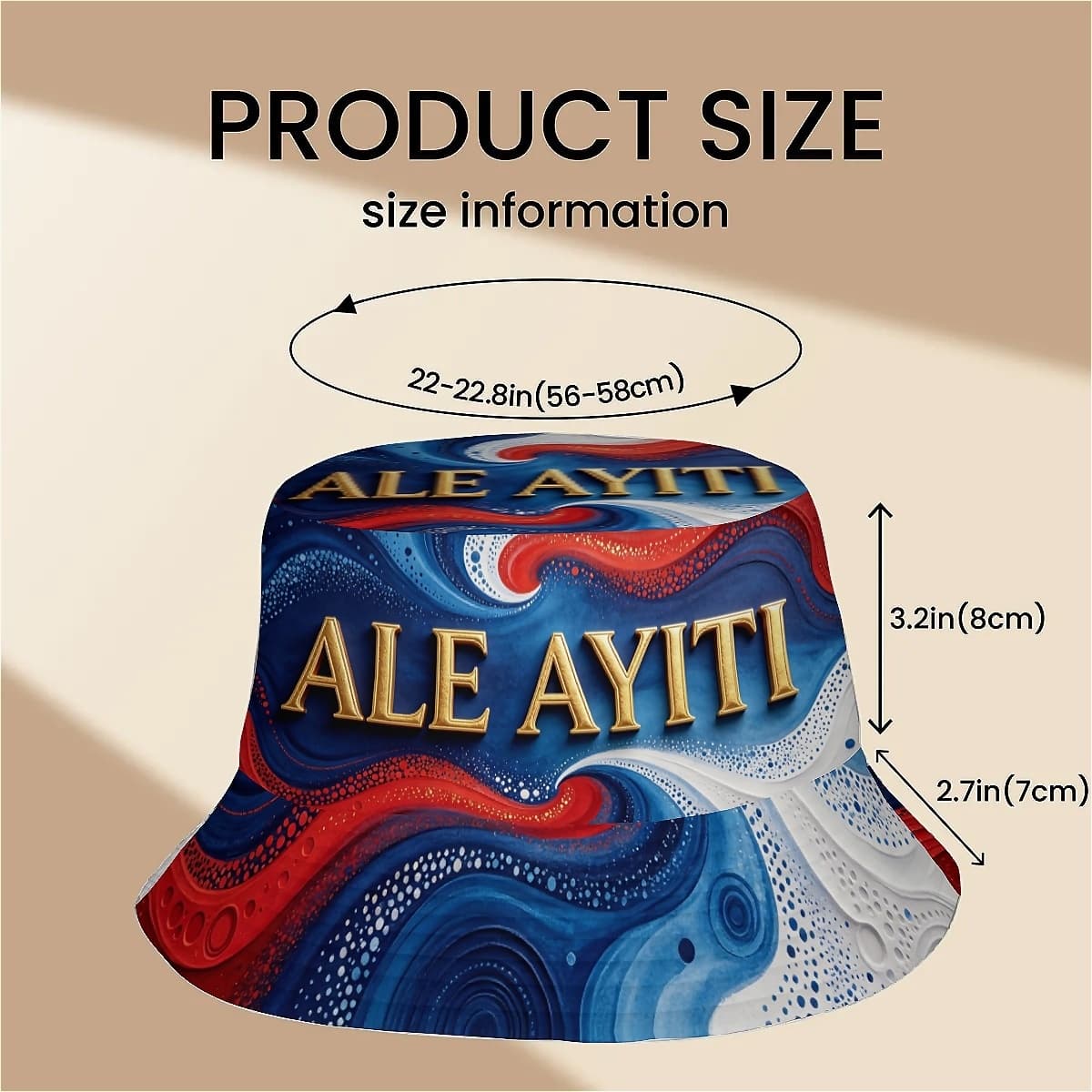 TEMU 1pc Ale Ayiti Fan Graffiti Hobby Graphic Design Haiti Cultural Art Print Unisex Printed Fisherman Bucket Hat, Dual-layer, Stylish For Outdoor Vacation Fishing Hiking Hat