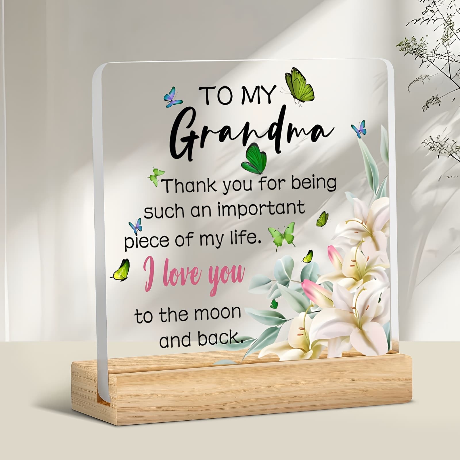 TEMU 2d Flat - [2d Flat] Acrylic Plaque With A Flat 2d Print, Featuring A Message Of Gratitude For Being A , Designed With Floral And . This Elegant Decoration Is Perfect For , Birthdays
