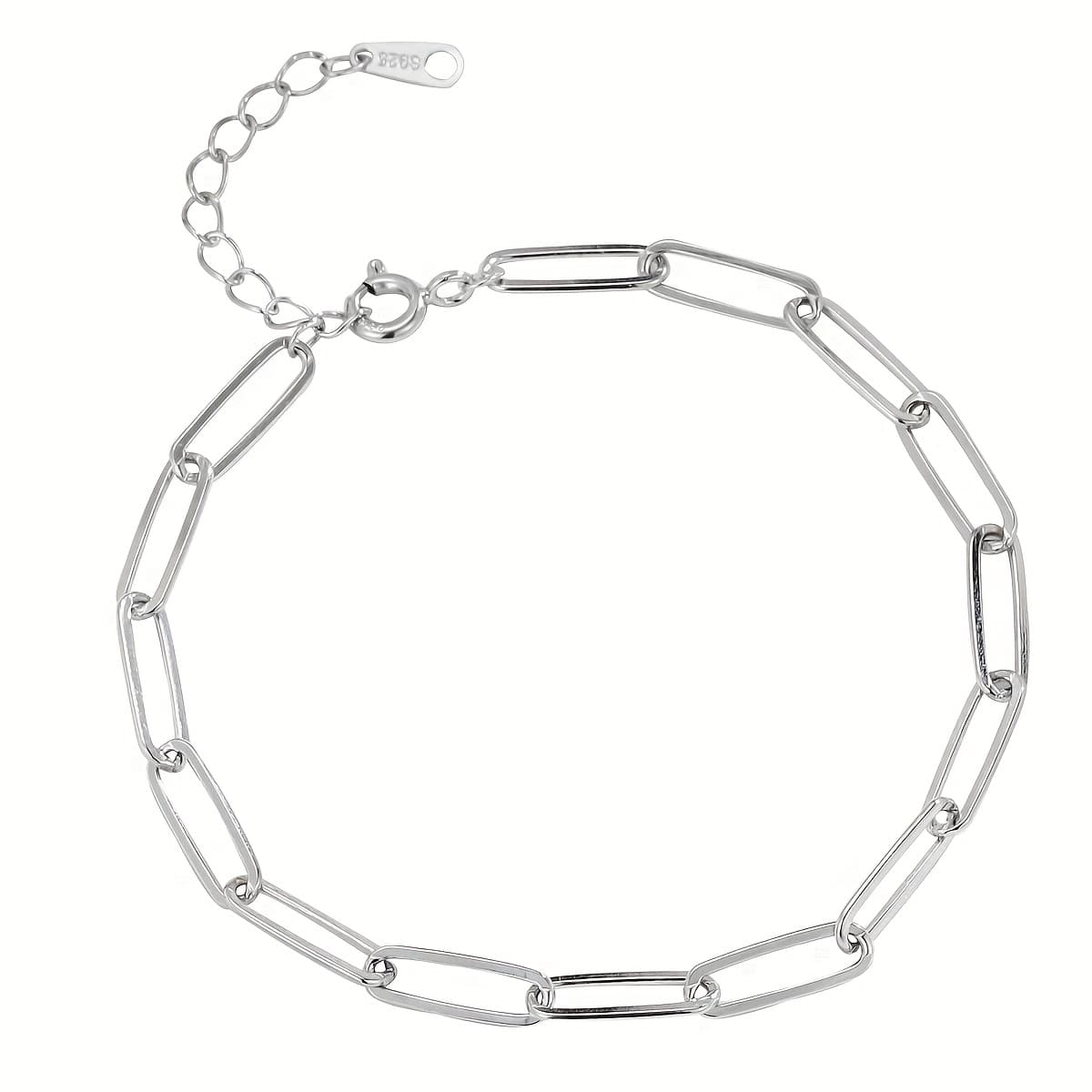 TEMU S925 Sterling Silvery Paperclip Chain Bracelet - Jewelry For Men And Women - 18cm7.08in Length, Durable, Hypoallergenic, And Nickel-free