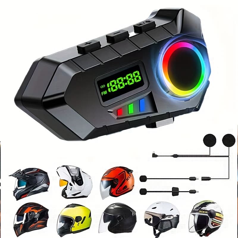 TEMU New Motorcycle Helmet Headset - 48-hour , 5.4mm Wireless, Calling, Stereo Anti-interference Speakers, Music Player, Type-c Charging, Wireless - Works Normally In