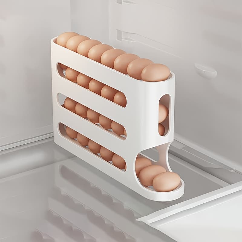 TEMU 1pc Kitchen Refrigerator Egg Organizer 4 Tier Slide Egg Carton Storage Refrigerator Side Door Large Capacity Automatic Egg Rollers