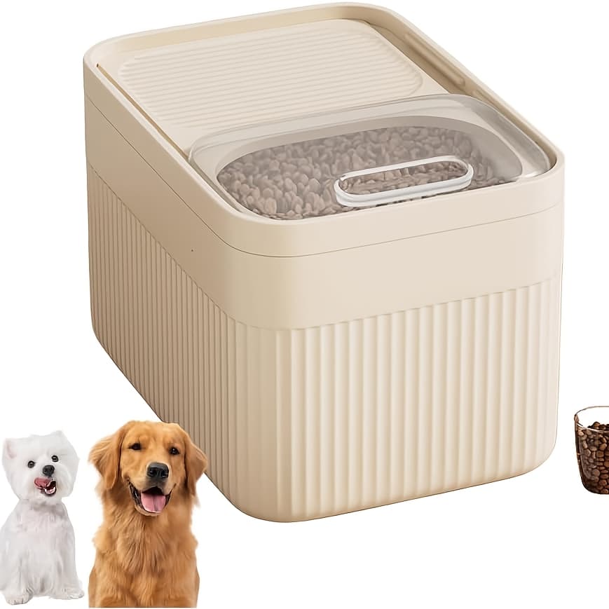 TEMU Large Airtight Pet Food Storage Container With For Lid, Leak-proof Dry Food Dispenser For Small Animals, Home Kitchen Travel Use, White