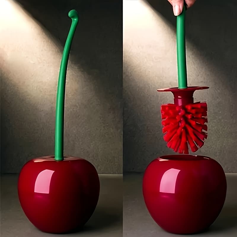 TEMU 1 Set Of Novelty Cherry Toilet Brush, Creative Toilet Brush, Toilet Brush And Holder