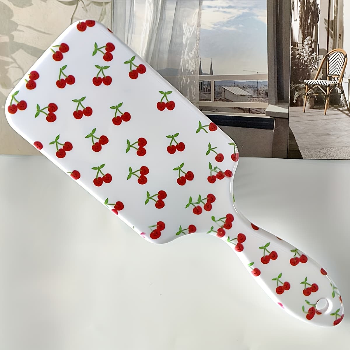 TEMU 1pc Cherry Pattern Air Cushion Comb, Scalp Massage Cute Comb, Anti-static, Comfortable Grip Hairbrush, Durable Abs Handle Comb, Nylon Bristles, Suitable For All Hair Types, Ideal Gifts