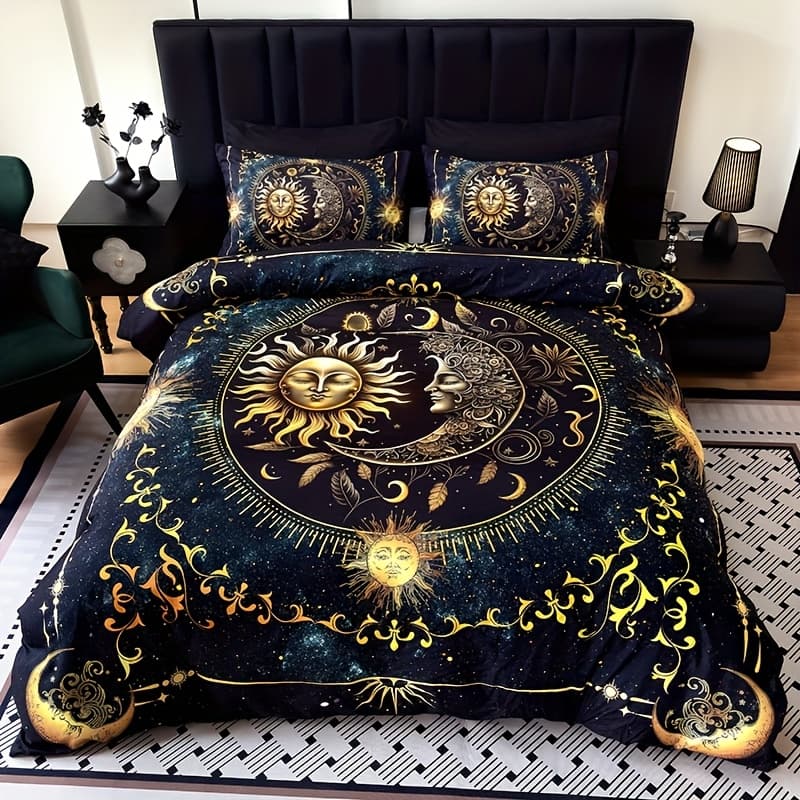 TEMU 3pcs Sun And Duvet Cover Set (1 Duvet Cover And 2 Pillowcases) High-definition Digital Printing, Fashionable Bedding, Soft And Breathable Fabric, Suitable For All , Applicable To Multiple
