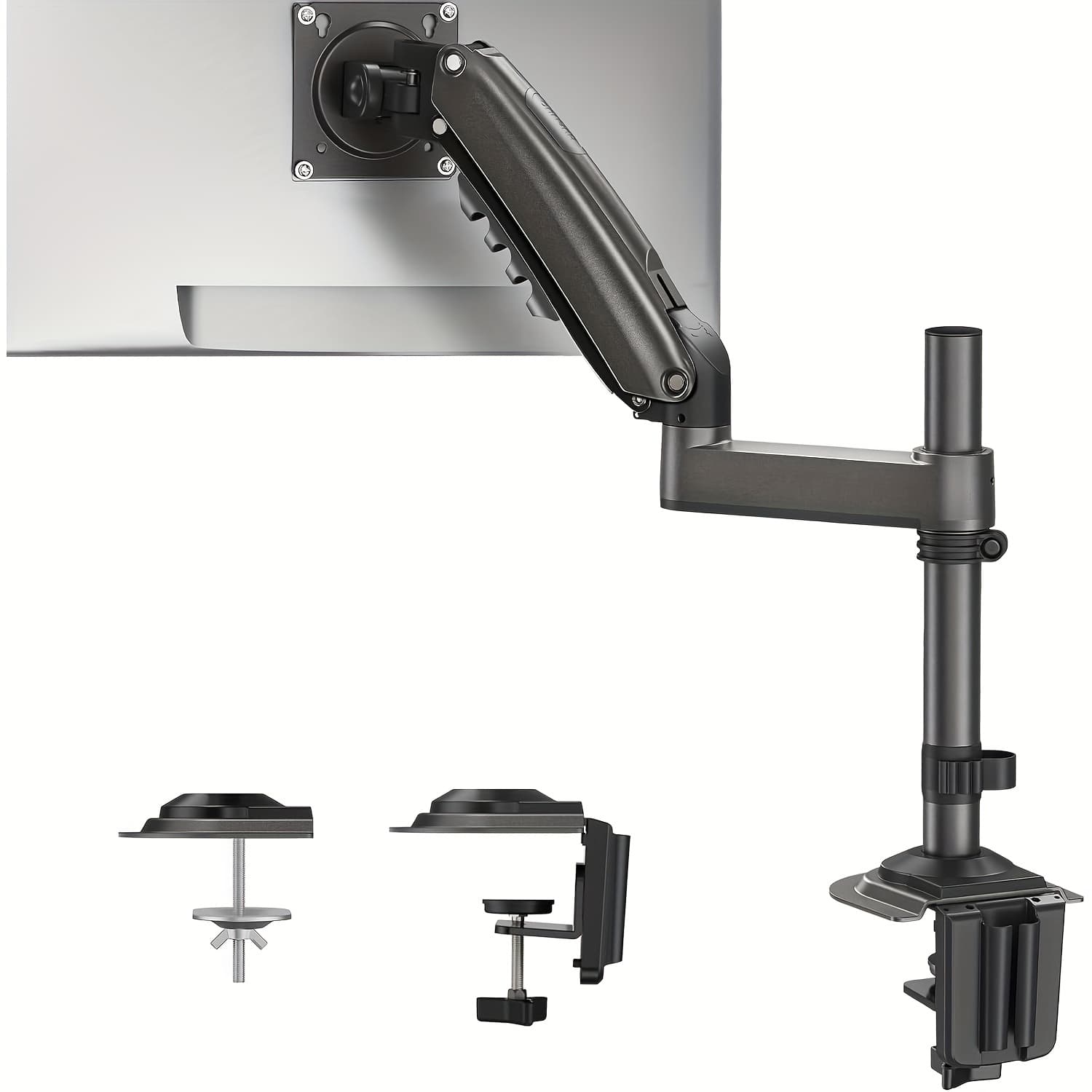 TEMU Single Monitor Arm For 13- 32 Inch Screens, Tall Computer Monitor Fits 4.4 To 19.8lbs Lcd Computer Monitors, Adjustable Gas Spring Mount With C-clamp & Grommet Base, Vesa Or 100x100mm