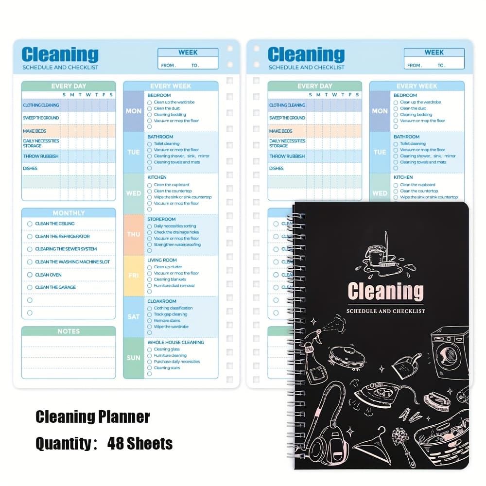 TEMU 48 Sheets A5 Cleaning Schedule Planner Home Chores List-daily And Weekly Cleaning Schedule Checklist Notebook And Organizer To Keep Track Of The Of Your