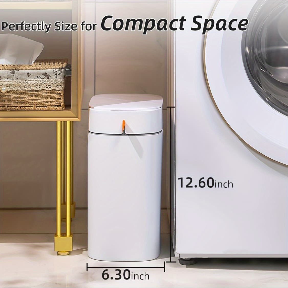 TEMU Bathroom Trash Can, Motion Trash Can Touchless, White 3.5 Gallon With Lid And 2 Rolls Of Garbage Bags, Auto-adsorption Slim Small Waste Basket For Bedroom, Bathroom, Kitchen