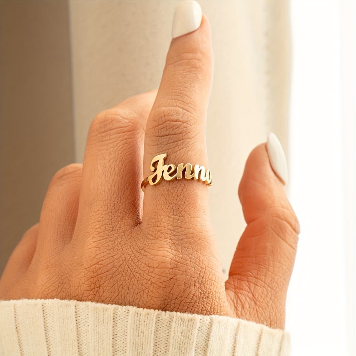 TEMU Custom Exquisite Name Ring, Stainless Steel Personalized Minimalist Open Name Ring, Popular Women's Jewelry, Language To English