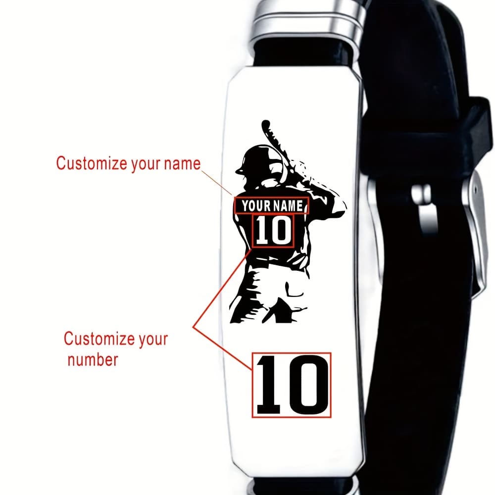 TEMU Custom Personalized Baseball Bangle Bangle Bracelet, A Unique Gift For Baseball Enthusiasts, Suitable As A For Juniors, , Colleagues, Or , And A Commemorative Gift For Baseball Teams