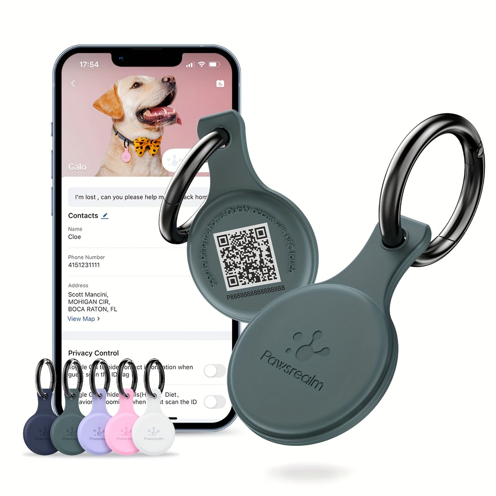 TEMU Nfc And Pet Identification Tag, Quiet Silicone Dog Tag, Cat Name Tag, Dog Tag, Online Pet Profile, Immediate Pet Location Alert Email, Anti-loss Feature, Non-wireless, Non-electric. (green 1pc)