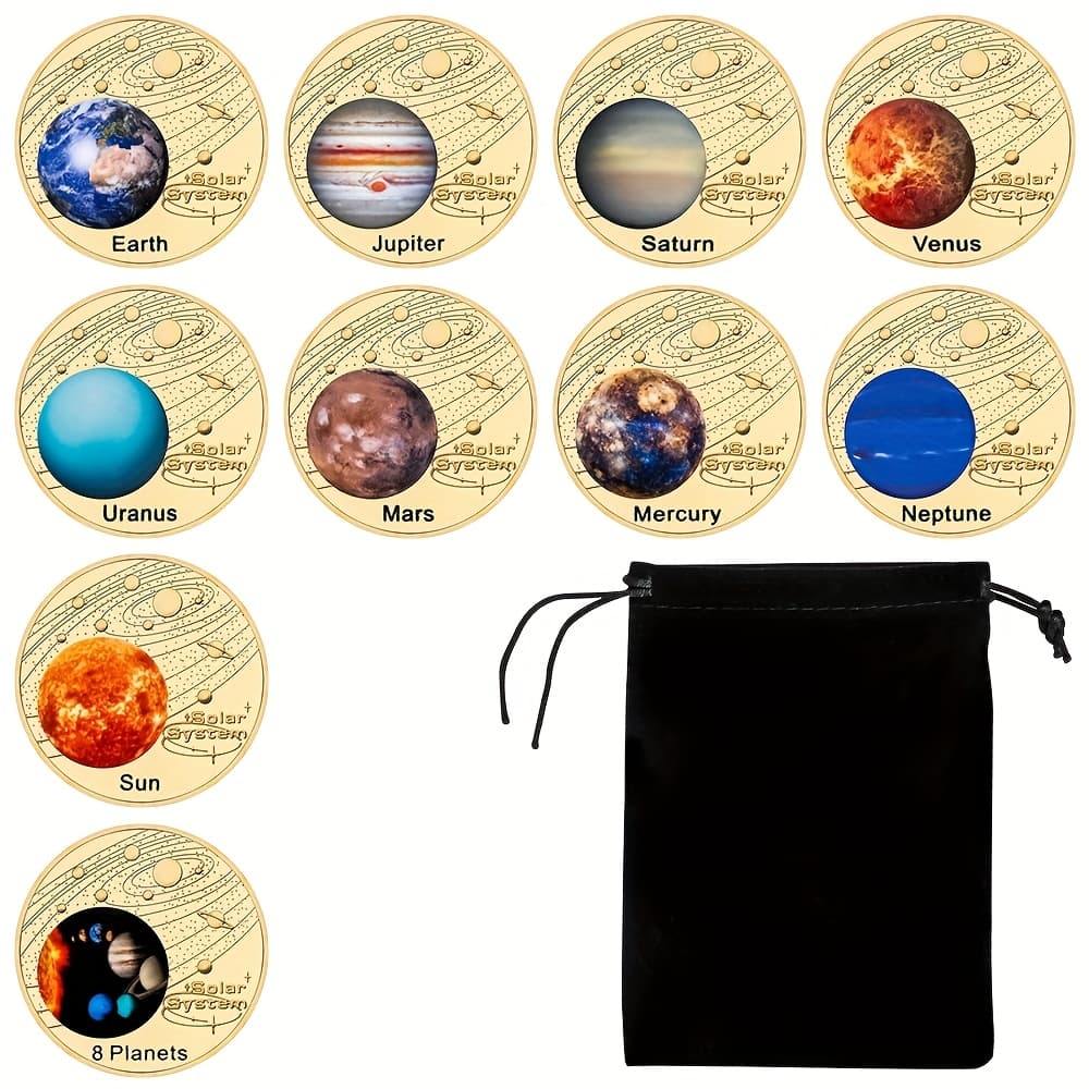 TEMU 10 Retro Outer Space Planet Collection - Unique Gift Ideas For Geography And Astronomy Enthusiasts, Astronaut Decoration, Perfect Birthday Gift