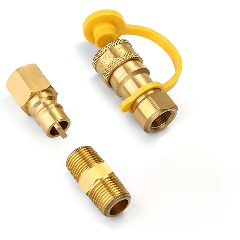 TEMU Set Of 3 3/ 8 Inch Natural Gas Quick Connect Fittings, Propane Hose Quick Disconnect Kit, 3/ 8'' Male Npt 3/ 8'' Female Npt Thread
