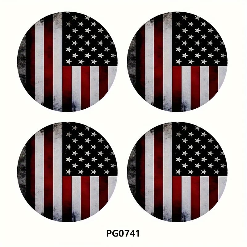 TEMU 4 American Flag Car Cup Holders, 7cm Circular Car Coaster. Car Interior Decoration Water Cup Mat, Unisex Universal Car Cup Mat, Beverage Cup Mat, Car, Household Cup Mat