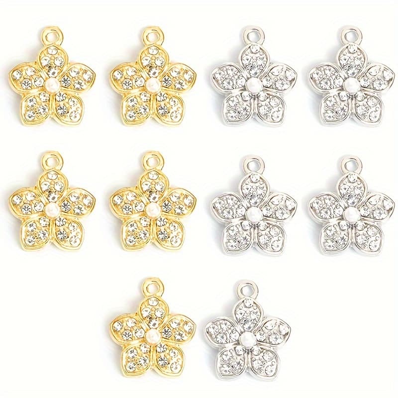 TEMU A Set Of 10 Exquisite Pendants Designed To Pearls And With Rhinestones In Of , Perfect For Women And To Wear On As Elegant Additions For Necklaces, Earrings, Clothing Decorations