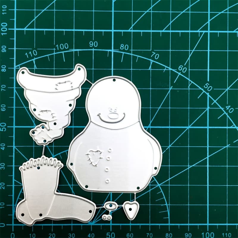 TEMU 1pc Diy Christmas Snowman Card Hand-made Metal Embodying Mold Carbon Steel Cutting Template