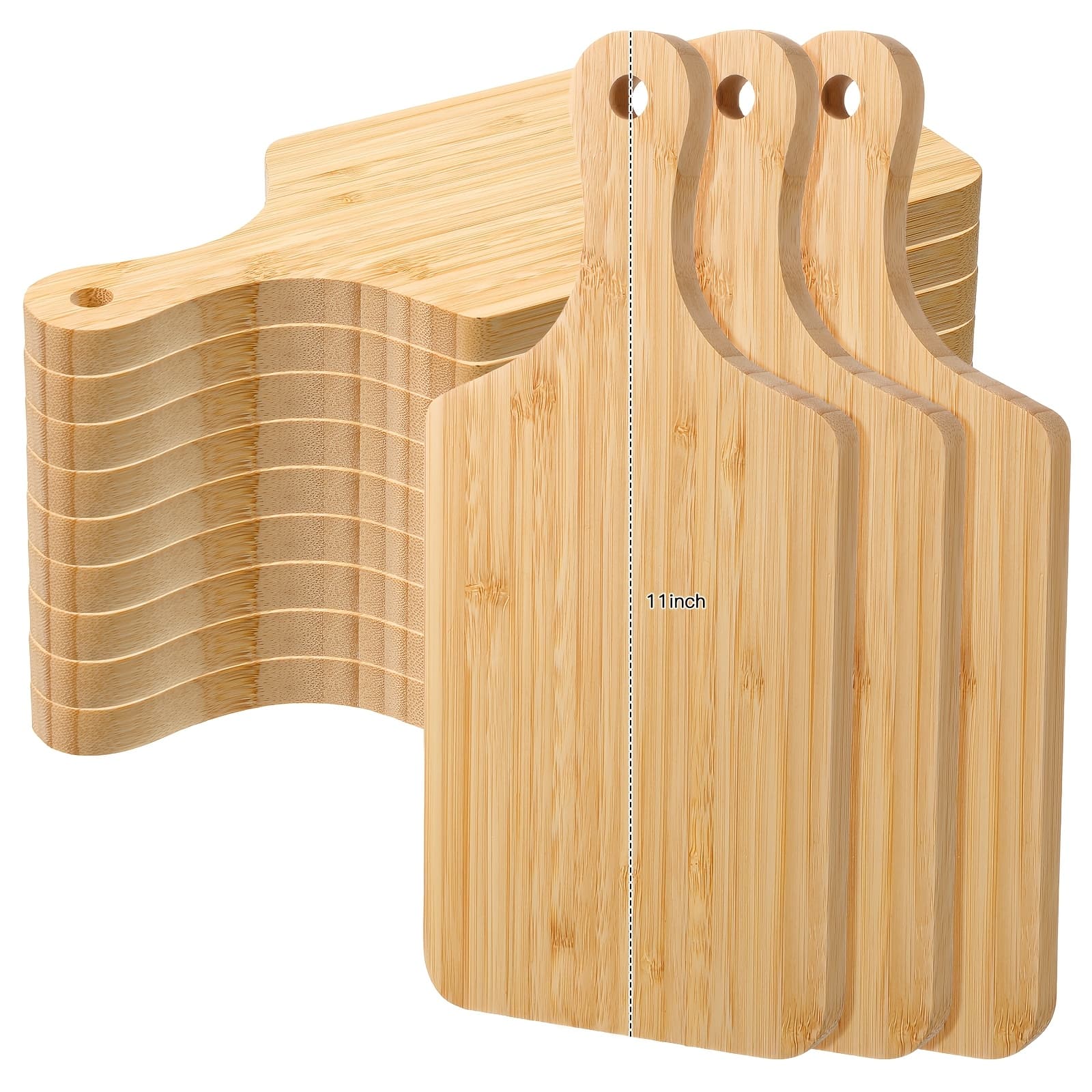TEMU 12pcs Thicken Cutting Board Bulk Wood Chopping Board Laser Engraving Blanks Serving Board For Wedding Housewarming Gift (handle)