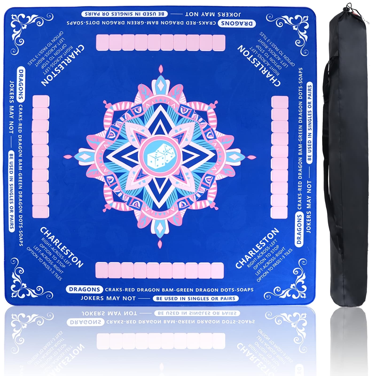 TEMU Cyfie Mat 32.5 X 32.5 Inch, 3mm Thick Anti-slip Noise Reduction Game Mat, Waterproof Mahjong Mat With Rules For , Board Games, Cards & Dominoes, Blue