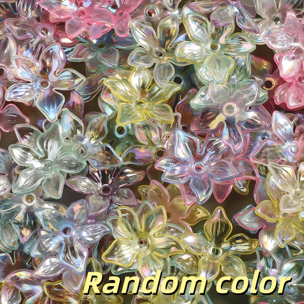 TEMU 100pcs 22mm Transparent Ab Color Shiny Acrylic Flower Beads Receptacle Bead For Jewelry Making Handmade Bracelets Necklaces Earrings Hairpin And Craft Decorations (random)