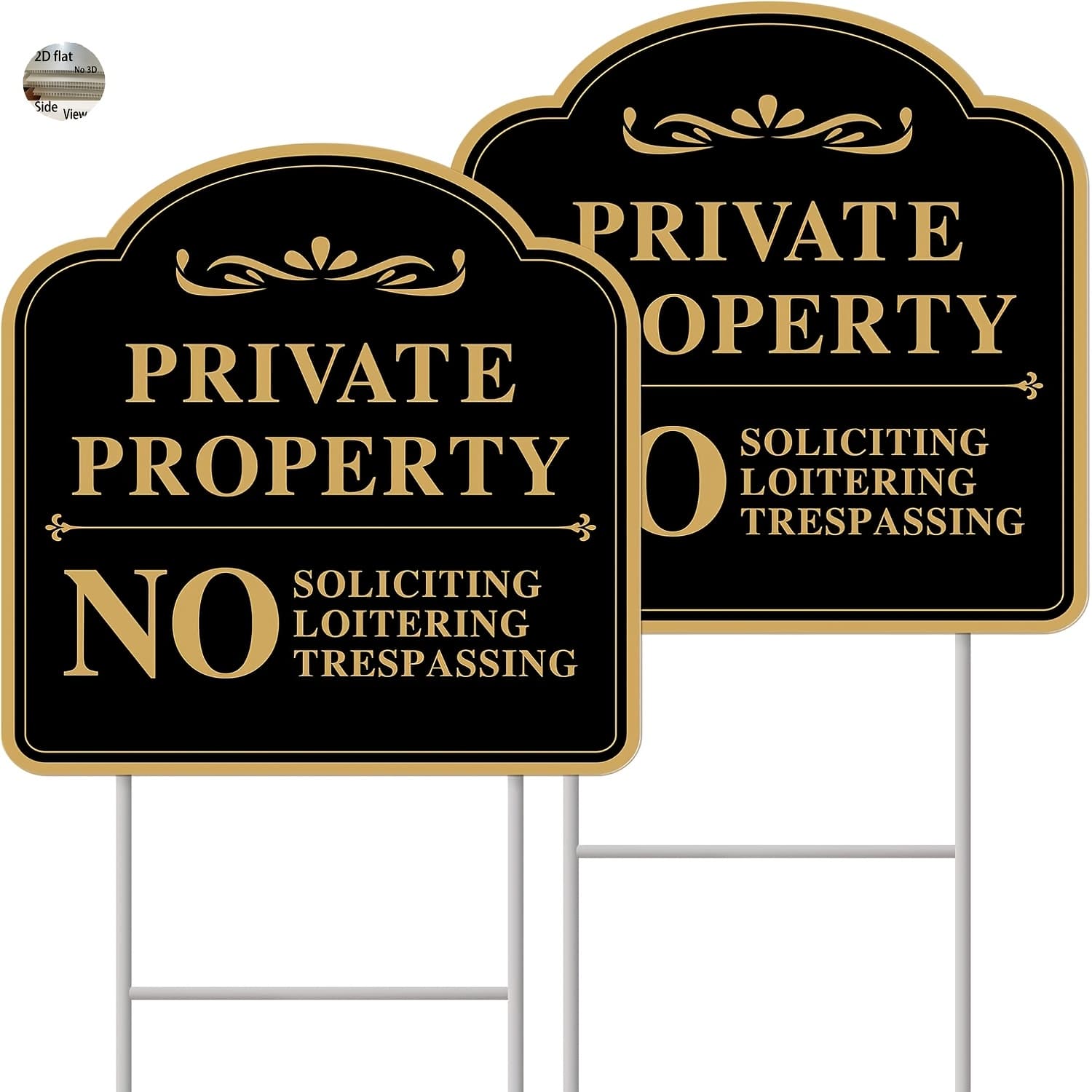 TEMU [2d Flat] No Soliciting Sign For House, No Soliciting Yard Sign, 2-pack 12"x12" With H-stake Metal Stakes, Outdoor Yard Sign For Home And Front Door,