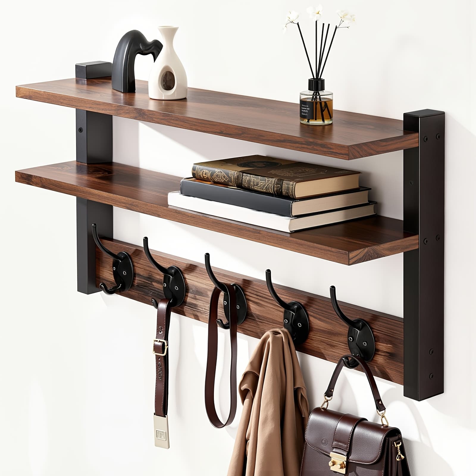 TEMU Durable And Towel Holders, Two-tiered Storage Coat Hanger, Versatile Coat Rack Stand, Easy To Set Up Clothing Hanging Solution, Ideal For Bedrooms, , Living Rooms, And Offices, Towel Racks