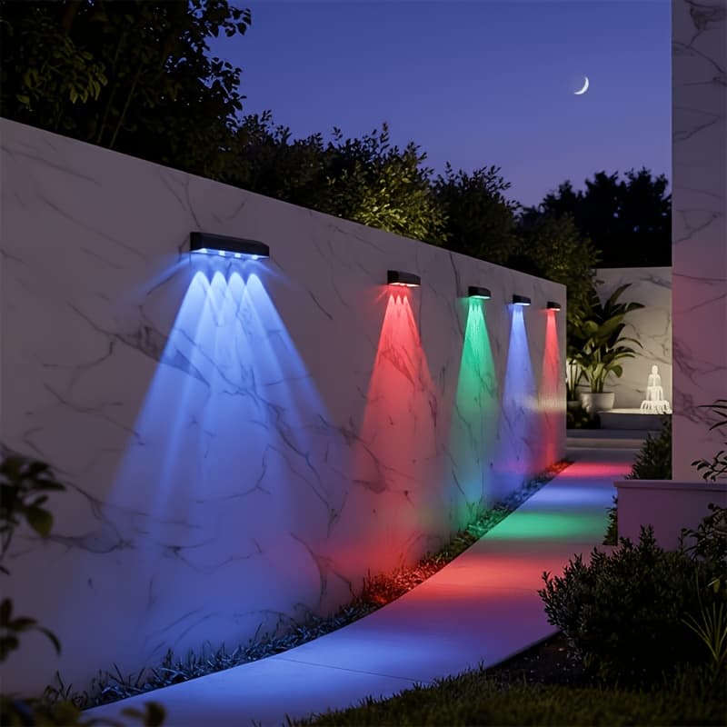 TEMU 4pcs Rgb Outdoor Wall Lights With Smart Dimming & Color-changing , Semi-recessed Installation Suitable For Garden, Patio, Deck, Staircase Lighting, Durable Plastic Housing For /outdoor Use, Warm/
