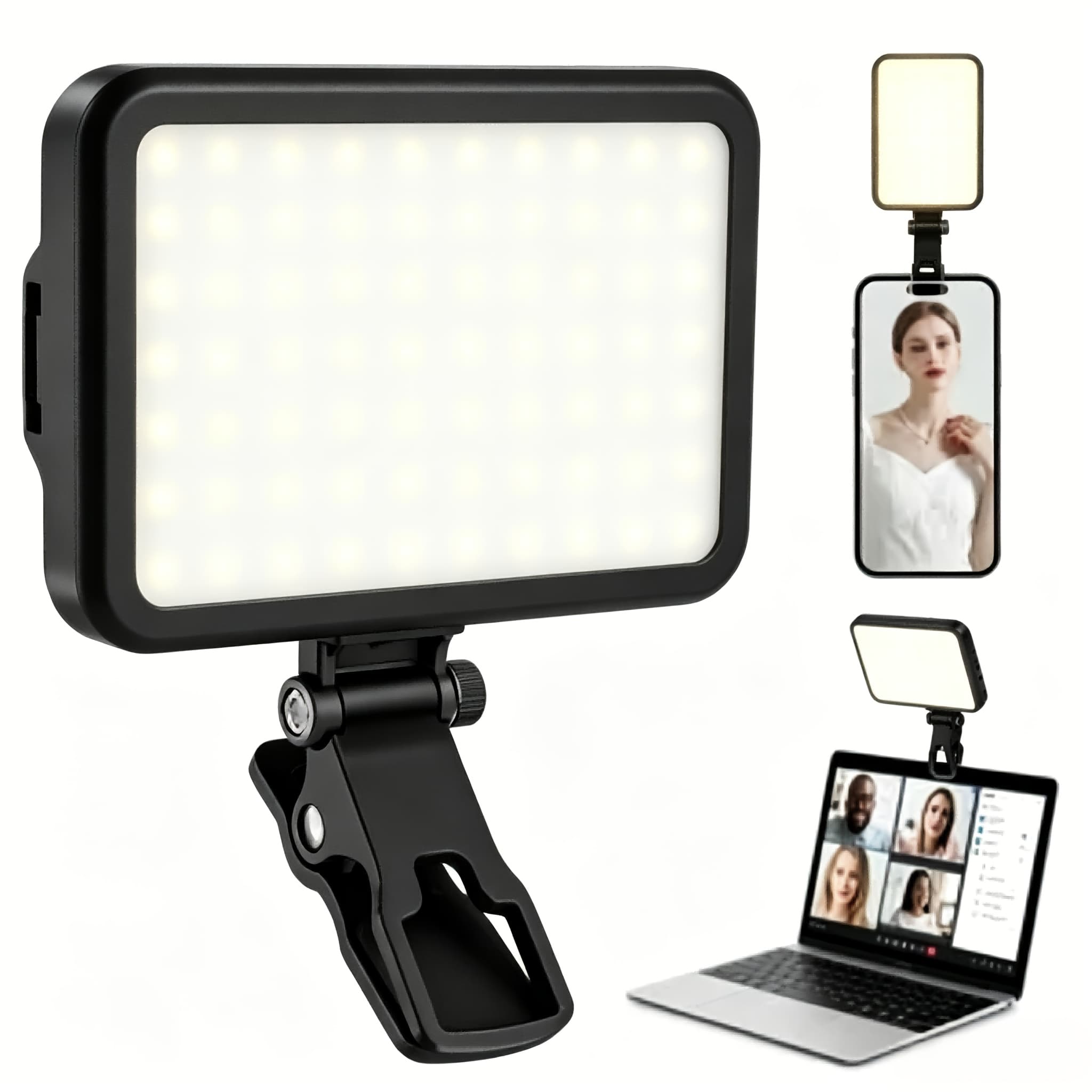 TEMU Portable Led Selfie Light/ Video Conference Light With Clip And Camera Tripod Adapter Cri 97+, 9 Lighting Suitable For Smartphones, Iphones, , Laptops, Photography, And Makeup