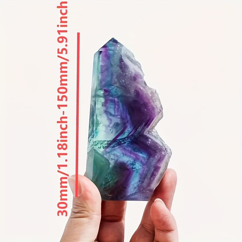 TEMU 1pc Amazing Rainbow Fluorite -vibrant Purple, Green And Transparent, Used For , Display, Home And Office Decoration, Unique Geological Gift, Suitable For Christmas/valentine's Day | Vibrant