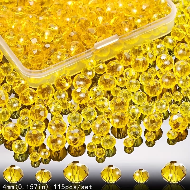 TEMU 4/6/8mm High-quality Transparent Yellow Crystal Beads Glass Loose Beads Bracelet Spacer Beads Bracelet Earrings Necklace Pendants Suitable For Jewelry Crafts Additions