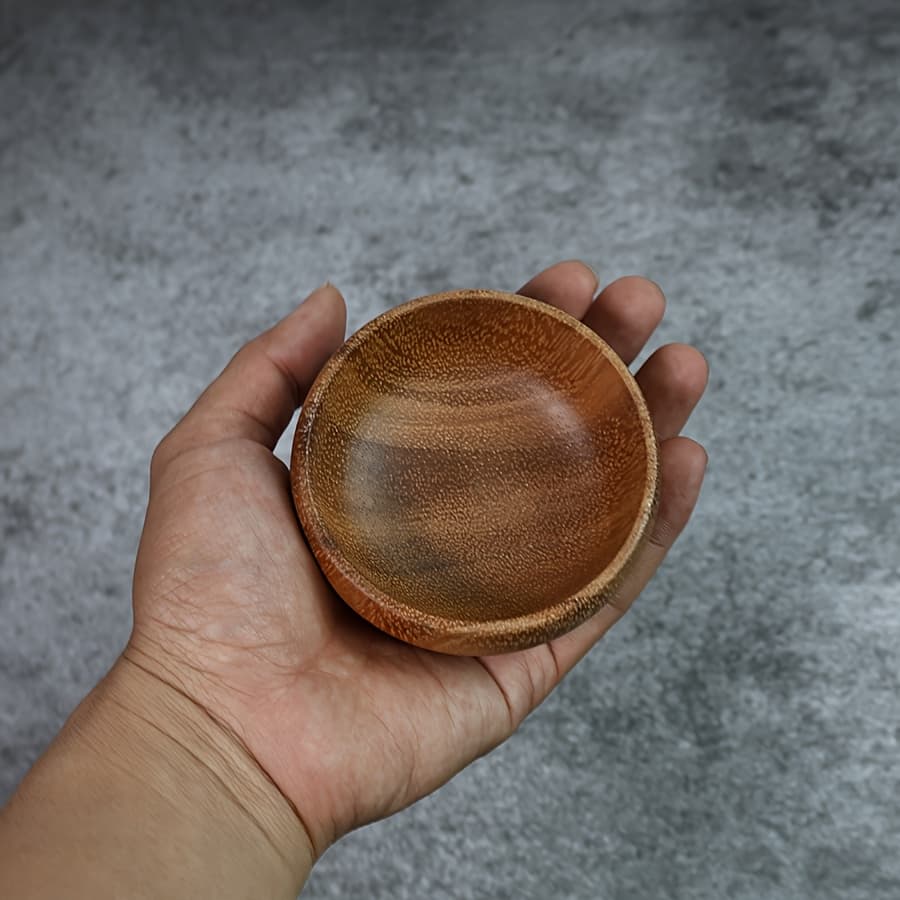 TEMU 1 Wooden Mini Bowl Restaurant Heat-resistant Sauce Dish Acacia Wood Round Small Bowl