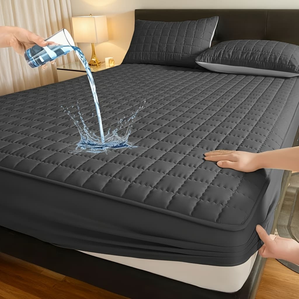 TEMU 1pc Modern Soft Breathable Waterproof Bed Fitted Sheet - Lightweight, Fitted Mattress Protector For , , (excluding Pillowcases)
