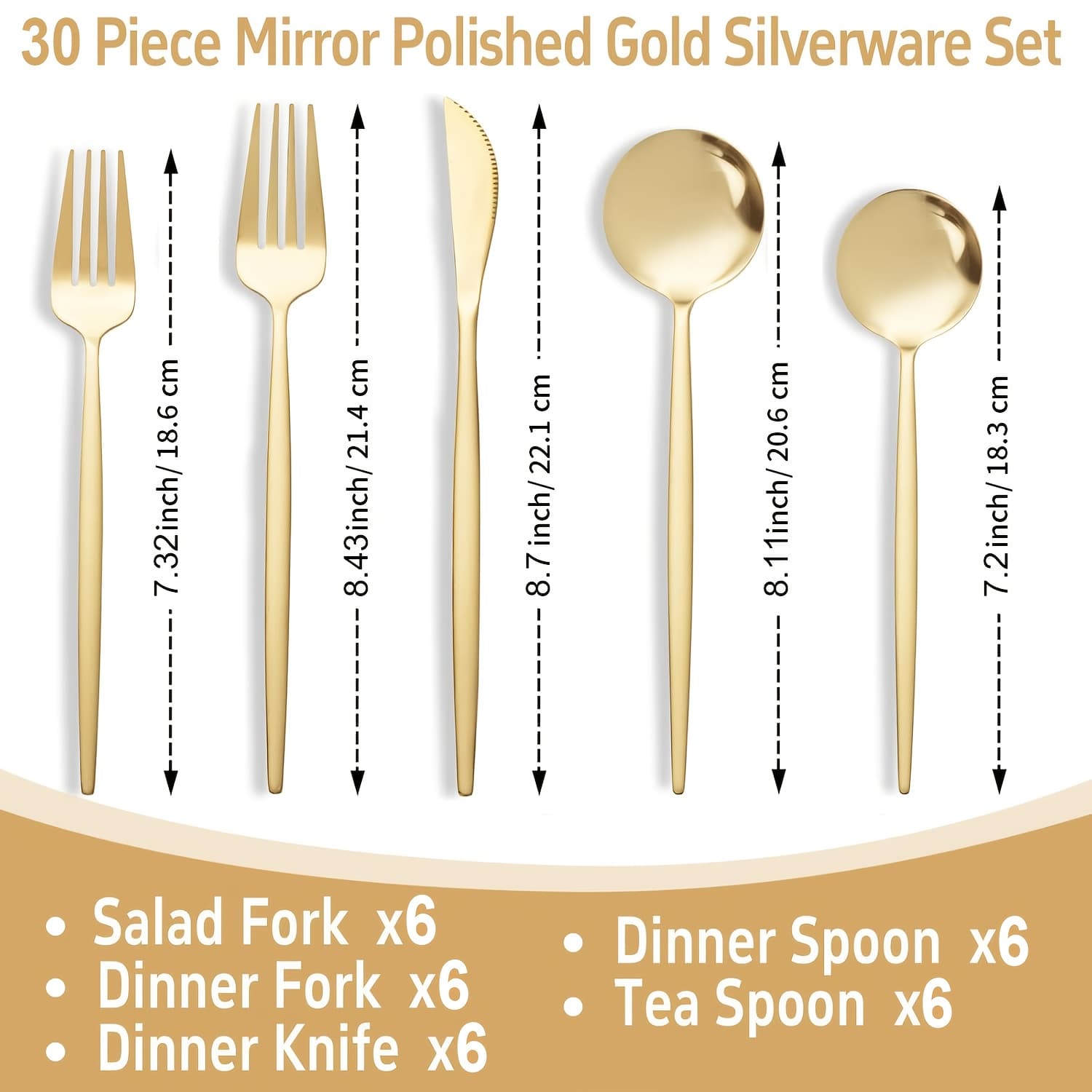 TEMU 30/60pcs Silverware Set For 6/12 - Stainless Steel Flatware Set Knives Spoons And Forks - Mirror Polished For Home&party(silvery/golden/black)