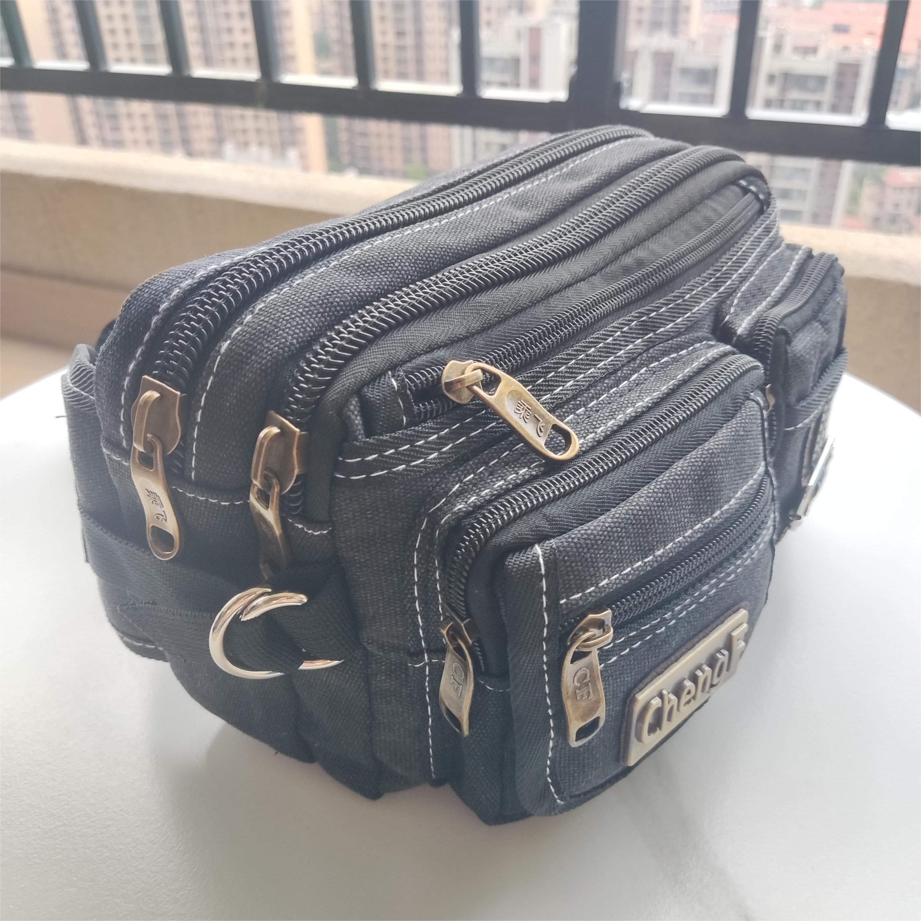 TEMU Fashionable Zipper Waist Bag Fanny Pack, Canvas Retro Basic Chest Bag Crossbody Bag