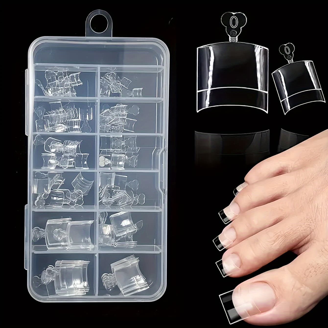 TEMU 120pcs Of Square Toe Nail Covers In Transparent Box