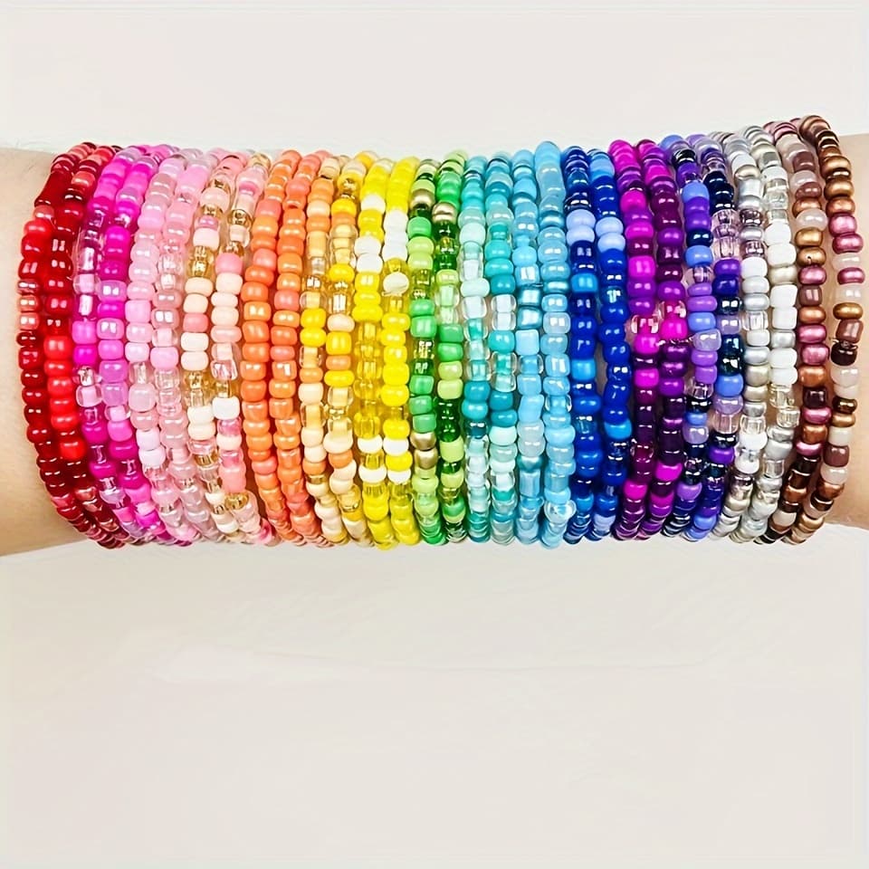 TEMU 29pcs Set Of Vibrant Beaded Bracelets In Colors, Perfect For Summer Beach , Featuring A , Stackable Style, And Of Hues