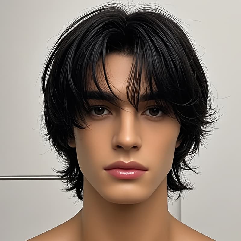 TEMU Wig For Men, Suitable For All Genders, Looks When , Shows A Small Face, And Is A Model Fan Wigs For Men Daily Use Wigs Short Hair Men Party