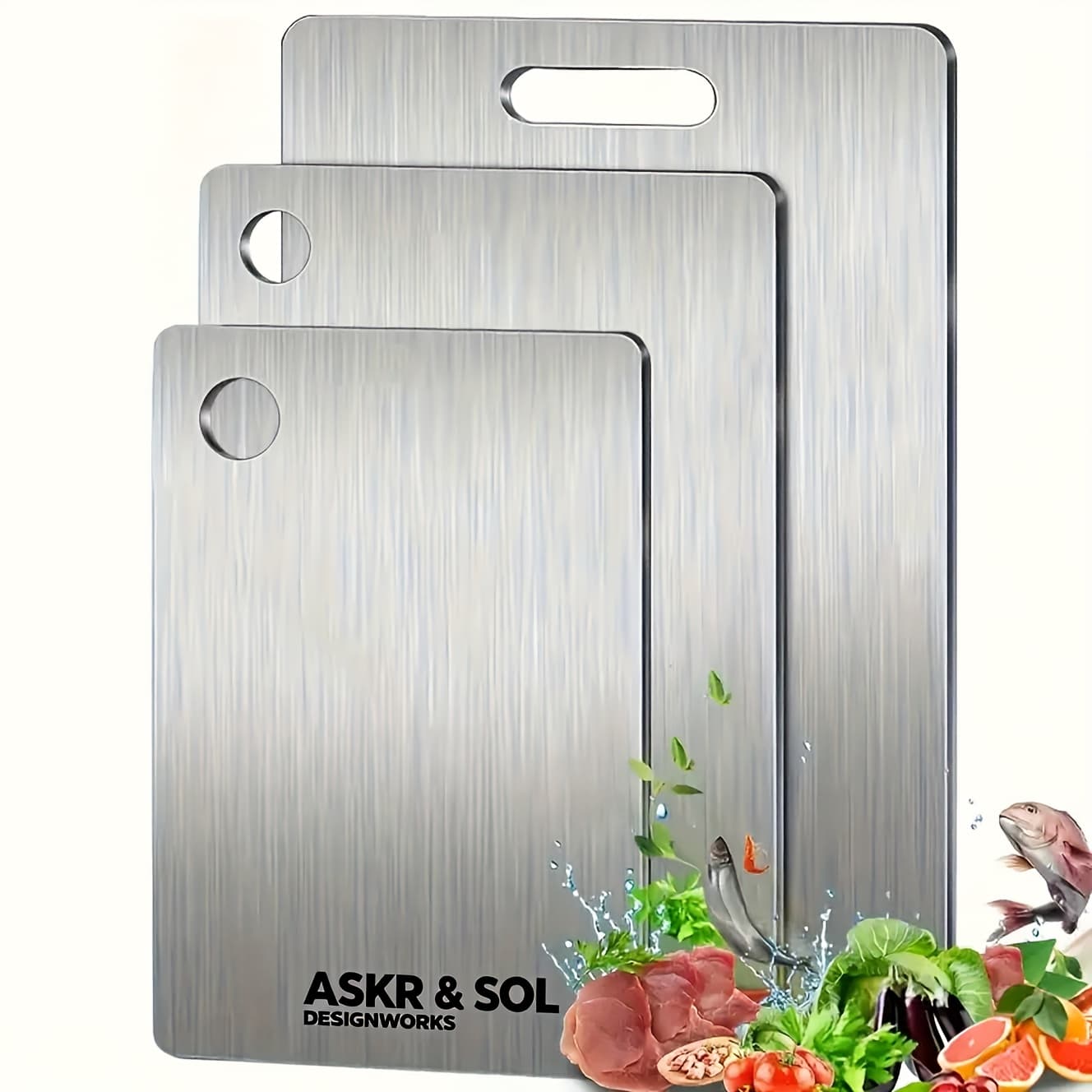 TEMU 3pcs Premium Stainless Steel Chopping Board Set - Durable, Easy To Clean, , Space Saving, Rust Resistant And Bpa Free For Food Safety