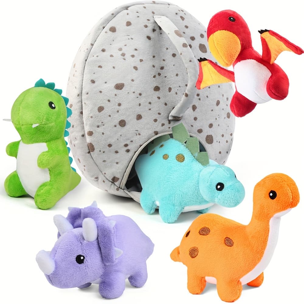 TEMU Dinosaur Stuffed Animals, 5 Small Dinosaur Plush Dolls And Egg Bag Toys Set, Dino Plushies, Cute Stuff For Kids Girls Boys, Baby Shower, Easter Basket Stuffers, Birthday Gift, Christmas Gifts