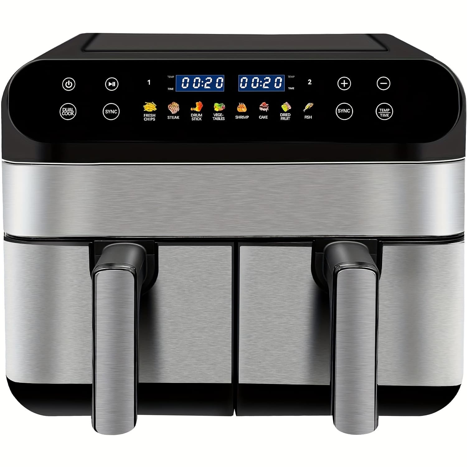 TEMU Fryer, 9l With .5l Independent Baskets, Air Fryer, Family Size Healthy Oil-free Air Fryer Oven, With Cookbook & 10 & Digital Led Display, 1800w