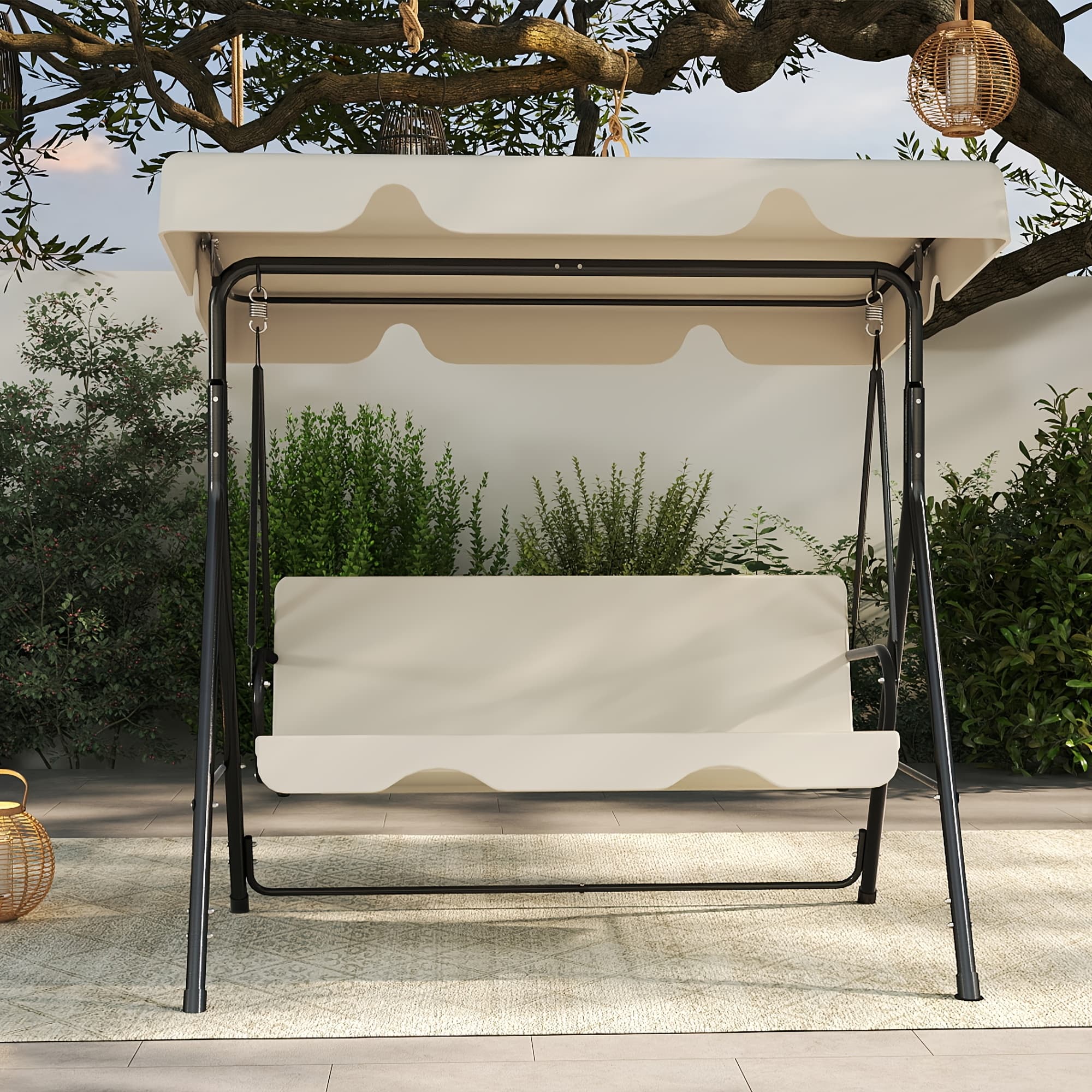 TEMU Outdoor Swing For Adults, Covered With Canopy, With Heavy Duty Stand & Adjustable Bracket, Perfect For Backyard, Garden Or Lawn, Patio Swing Set