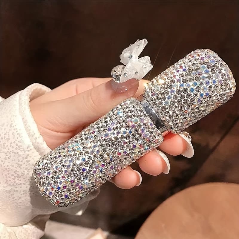 TEMU Mini Refillable Perfume Atomizer, Travel Perfume Spray Bottle, Glittering Spray Bottle, Crystal Perfume Bottle, Pocket Size, Travel Essential