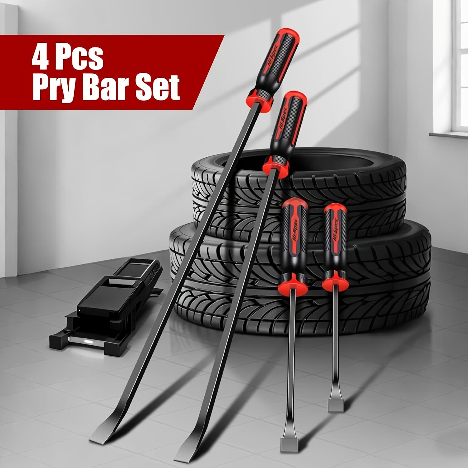 TEMU 4pcs Heavy Duty Pry Bar Set Mechanic Hand Tools With Reinforced Automotive Trim Removal Nail Puller Lever Tool Kit