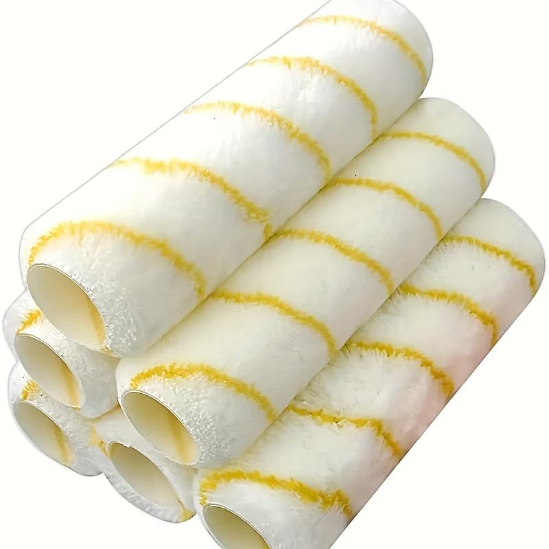TEMU 9-inch Microfiber Paint Roller Set, Includes 6 Rollers - Suitable For Wall Painting, Home Painting Projects, , Wear-resistant, Smooth, Reusable