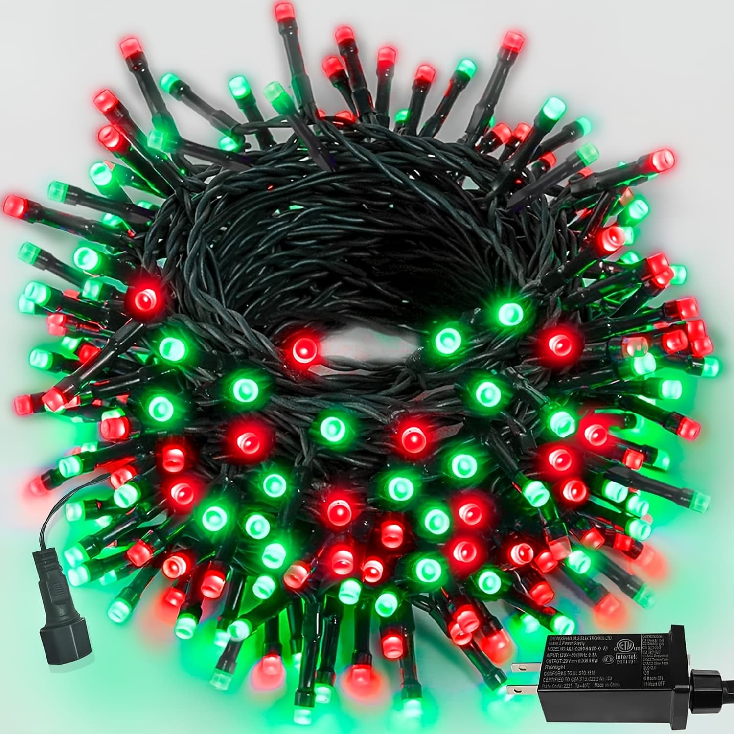 TEMU 105 Ft 300 Led Red And Green Christmas Lights Hallowmas Indoor Outdoor, Timer And Memory Function And 8 , , Fairy Twinkle String Light For Xmas Tree Holiday Party Garden Yard