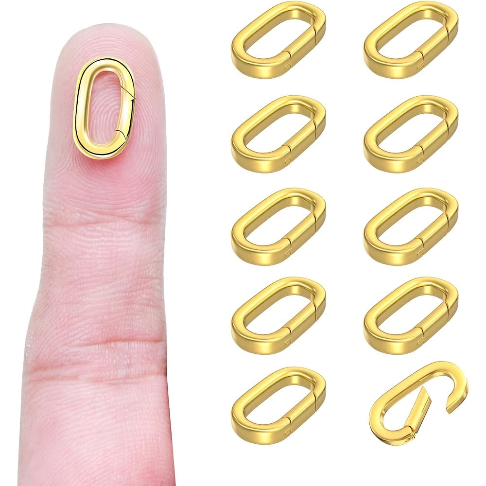 TEMU 10pcs Clip Pendant Clasps & Charm Connectors - Heavy-duty Necklace & Bracelet Clasps With Small Clip- Charms, Closures For Diy Making, Necklace Clasp Closures For Women (10pcs)