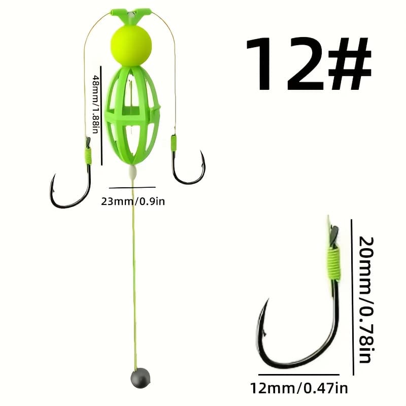 TEMU 3pcs Green Anti-bottom Fishing Cage With Double Hooks, Non-twisting Hooks & Flip Hooks Durable Carbon Steel, Ideal For Lure Fishing And Preventing Bottom Hanging Perfect Father's Day Gift