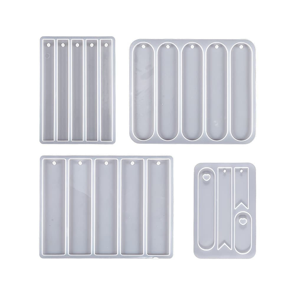 TEMU 4 Bookmark Silicone Molds, Resin Bookmark Molds, Rectangle Silicone Bookmark Molds, Epoxy Resin Molds, Glossy Bookmark Molds, For Epoxy Resin Bookmark Craft Making Materials